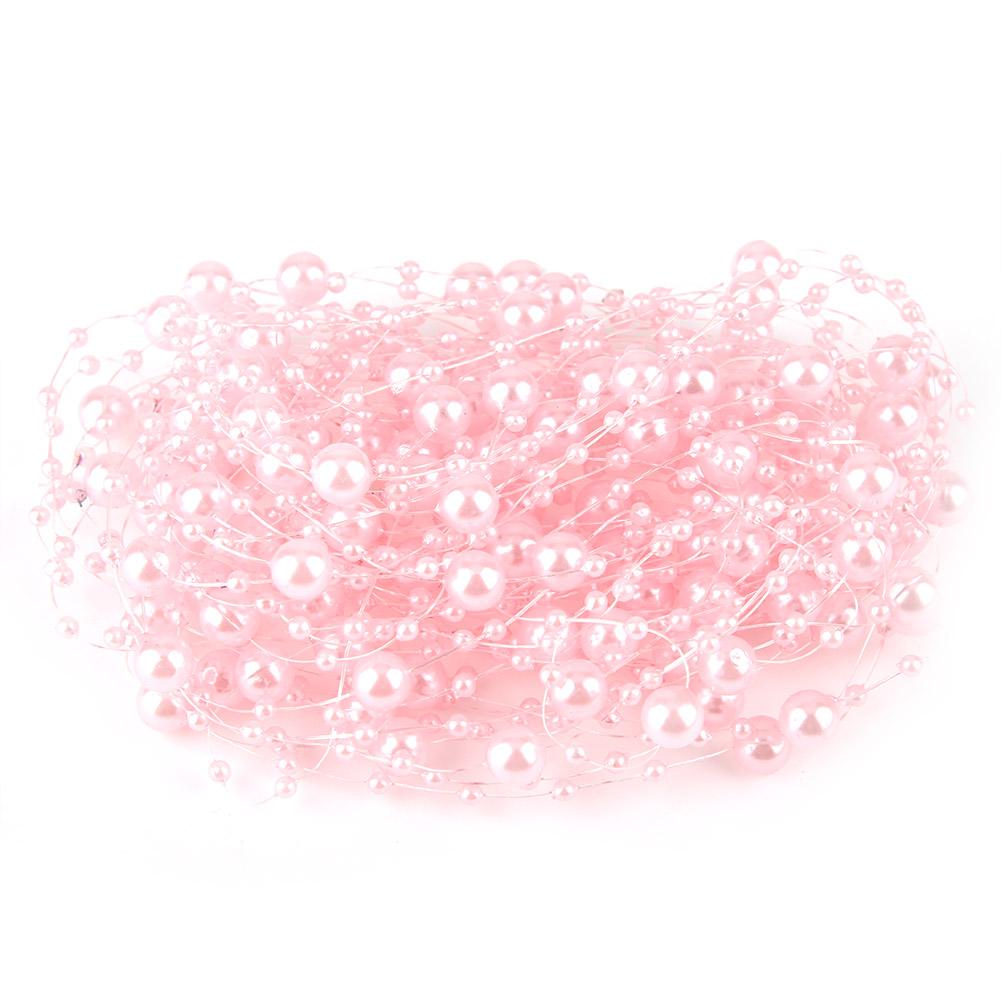 10M Fishing Thread Artificial Pearls Beads Chain Wedding Party Decoration (white)