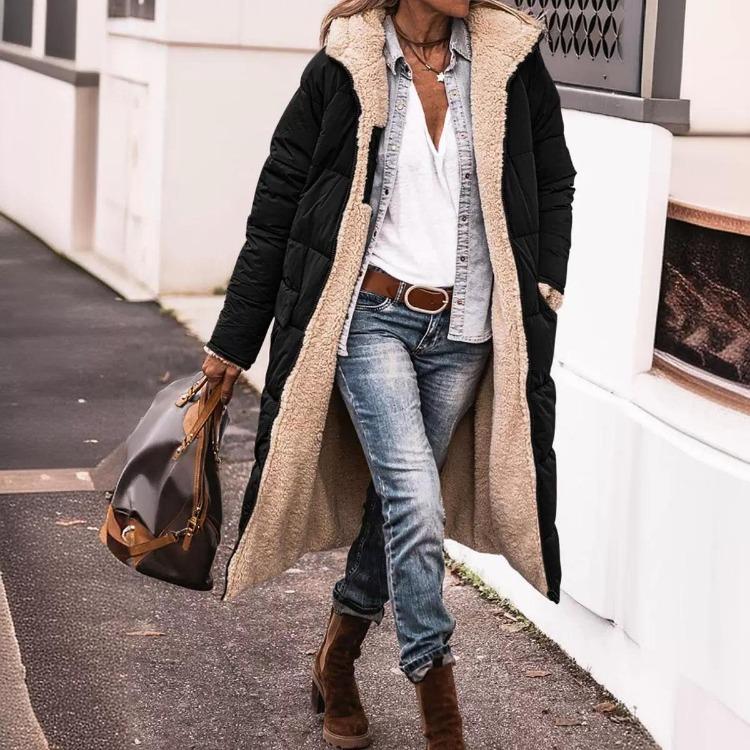 Slim Fit Double Sided Hooded Cotton Cardigan Jacket Long Sleeve Solid Color Coat