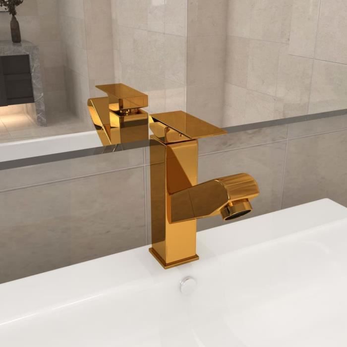 VidaXL Robinet de lavabo rétractable Finition dorée 157x172 mm