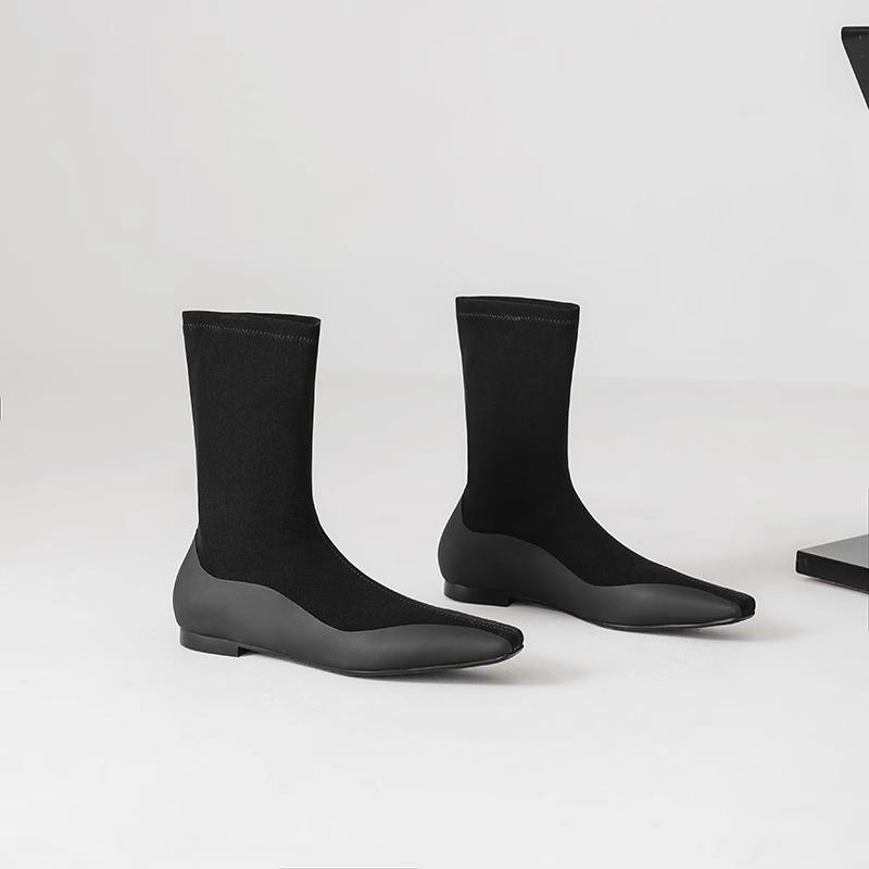 Minimalist wind inner height increase knee boots women's new high elastic bare boots versatile temperament thin boots show thin elastic boots