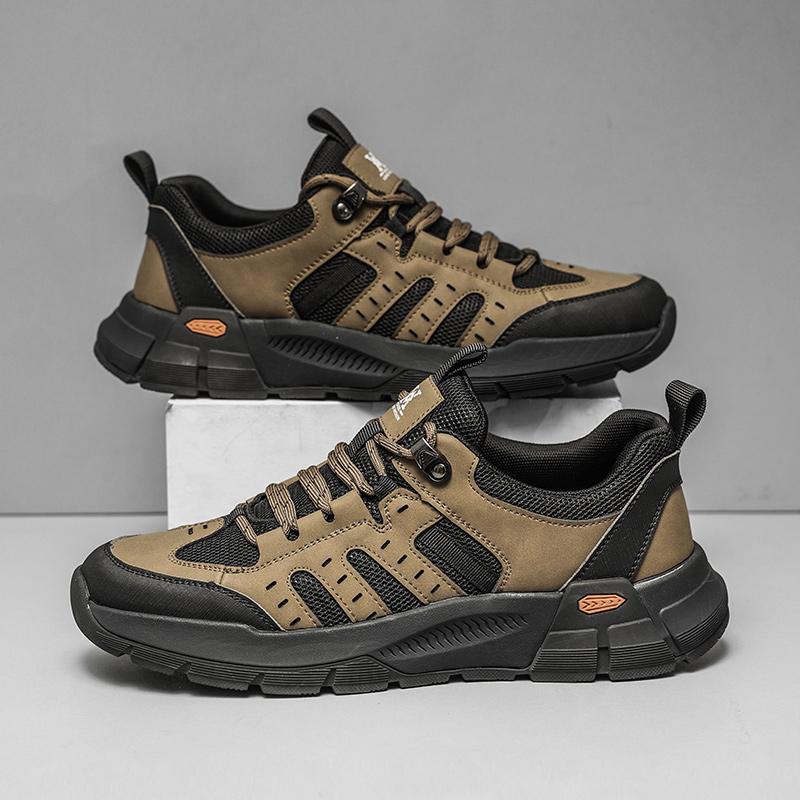 Fashion Genuine Leather Sports Sneakers Man Outdoor Camping Hiking Shoes Men Travel Casual Shoes Lace-up Walking Climbing Men's Footwear