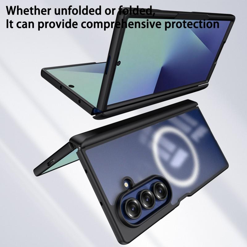Case Galaxy Z Fold7 Wireless Charging Compatible Built-in Magnet Frosted Semi-Transparent Full Body Protection