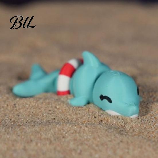 Marine Animal Toy 3D Printed Articulated Dolphin Figurine, Swim Ring Fidget Toy, Sea Keychain Pendant Flexible Joints Decor for Backpack Handbag Purse