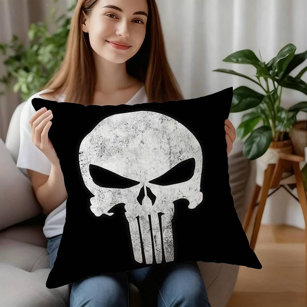 The P-Punisher Logo Pillow Case Plush Fabric Soft Pillowcase Double Sided Print Cushion Cover Household Gifts