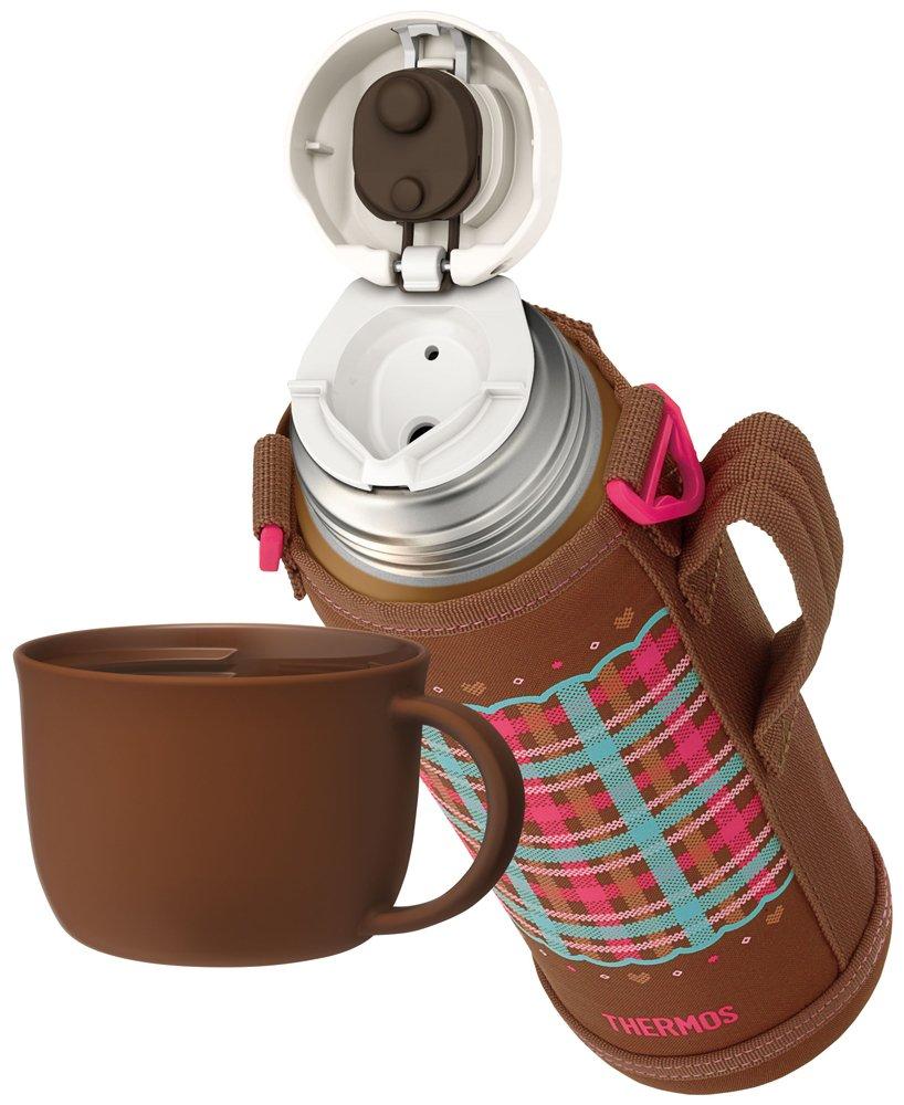 Thermos Vacuum Insulated 2-Way Bottle, 1.03L/1.0L, Check Brown, FHO-1000WF CHBR