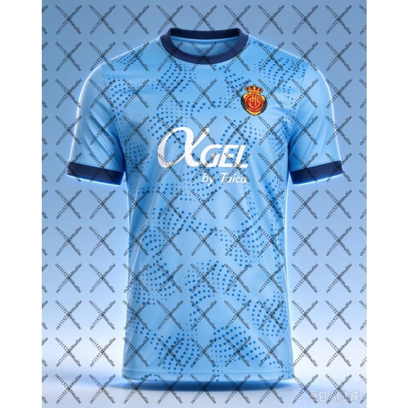 26‑27 Mallorca Football Jersey Shirt, Men Summer New Wave Print Soccer T‑Shirt, Training Breathable Quick Drying Sweatshirt