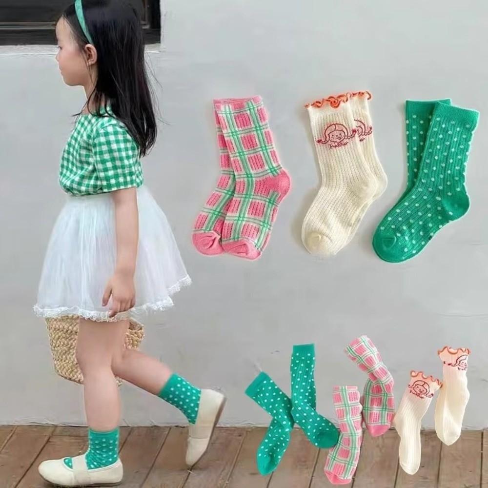 3 Pairs Kids Girls Baby Socks Soft Comfortable Polka Dots Socks Children Mesh Socks  Spring Summer