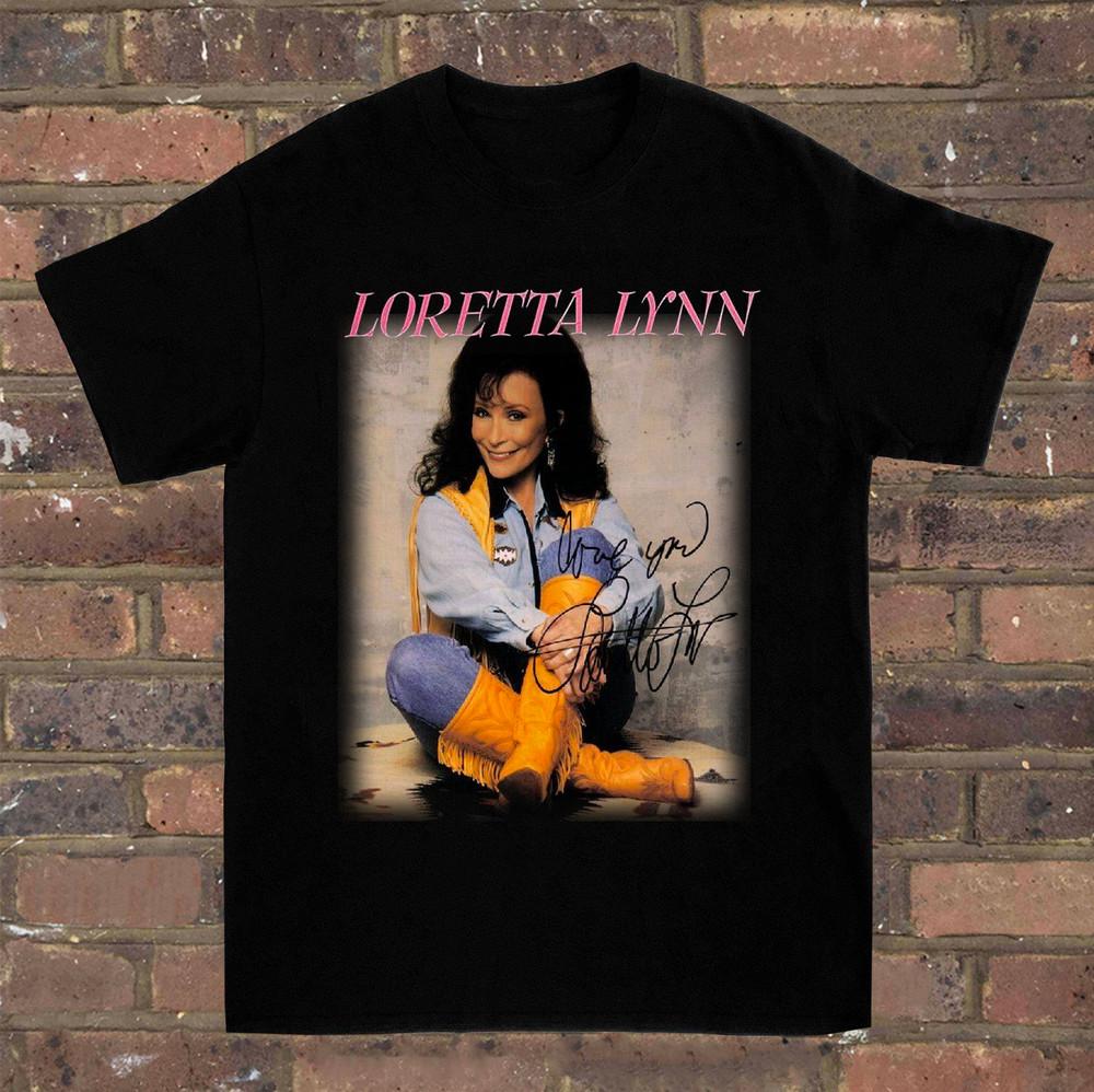 Loretta Lynn Signed Short Sleeve Unisex Black All Size T Shirt Unisex T-Shirt M