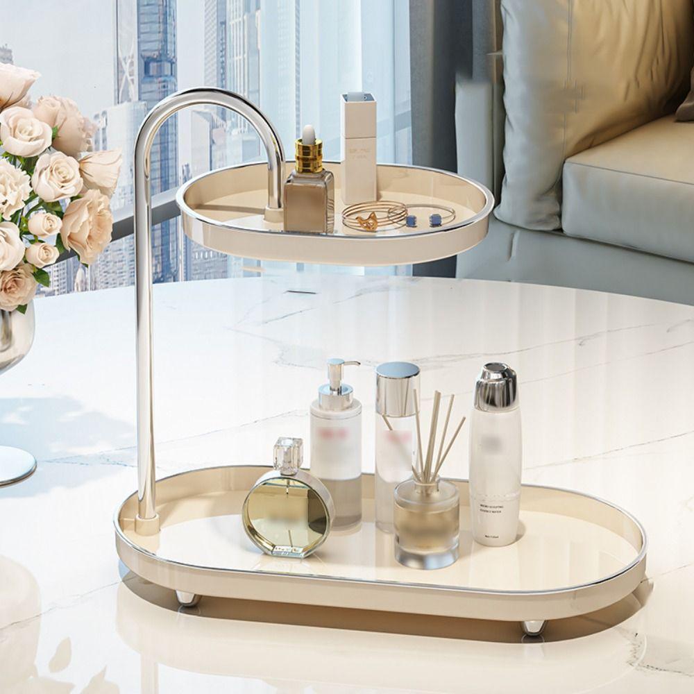 Stainless Steel Rod Desktop Storage Tray Space Saving Makeup Storage Display Stand  Skincare