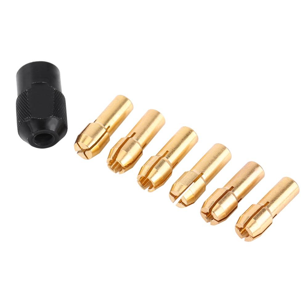 6pcs Brass Material Collet Chuck Sleeves M8x0.75 Cap Drill Chuck Collet Nut Set  Fast Chucking