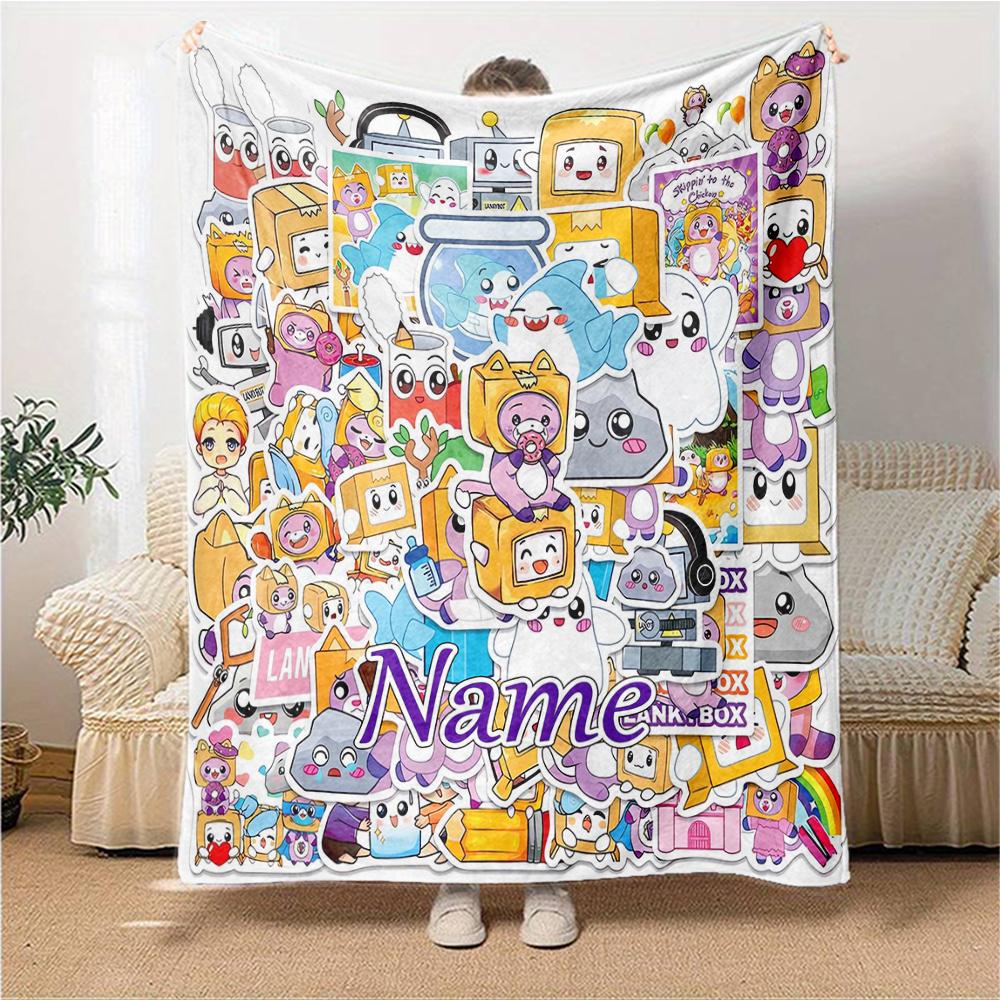 Custom Name Kawaii Characters Adventure Party Blanket For Couch Bed Plush Cozy Fuzzy Blanket Super Soft Warm Blankets For Fall And Winter 091623
