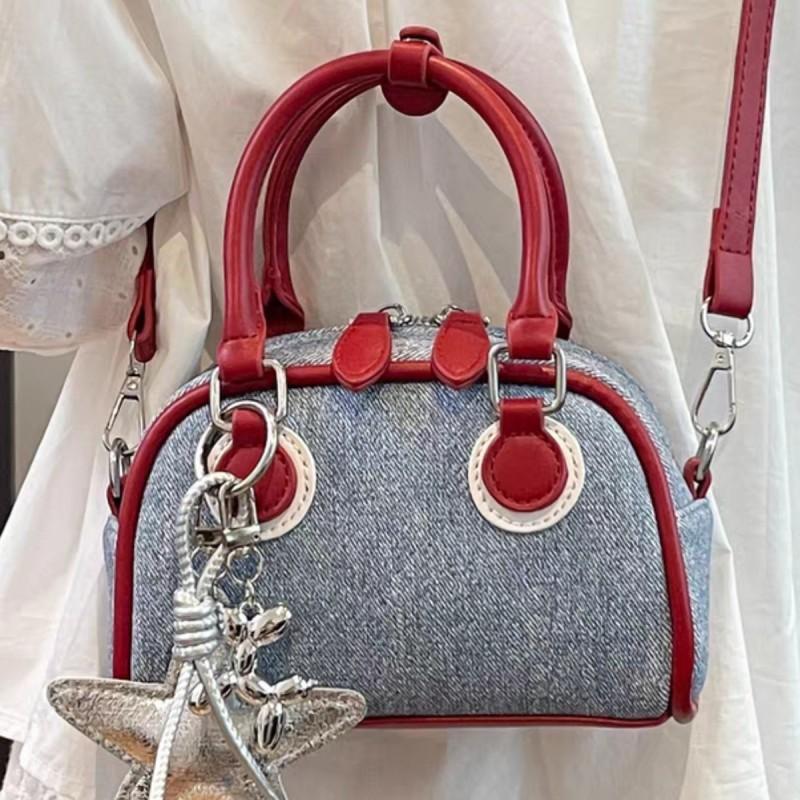 Denim Cloth Bag Women Fashionable Niche Design Cross-body Korean Style Ins Handheld Bowling
