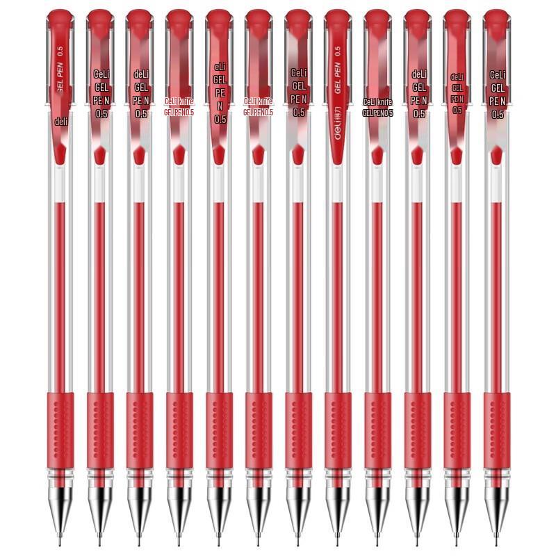 Deli 6601 0.5mm Red Gel Pens, 12-Pack красный