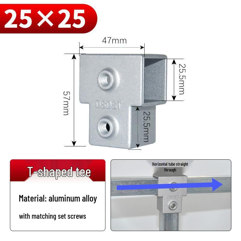 Galvanized Aluminum Alloy Square Tube Connector Fastener Joint, 20/25/30mm