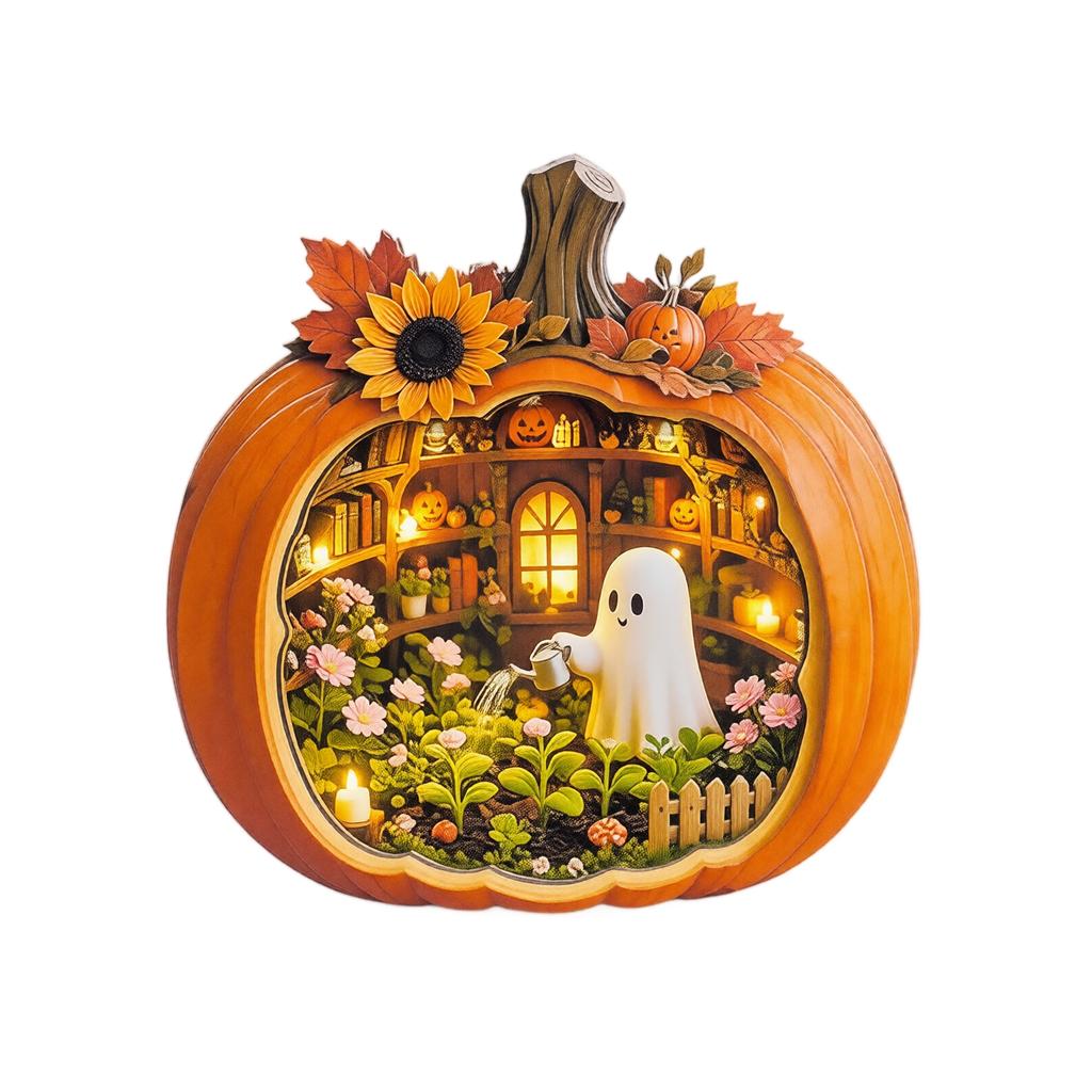 Decorazione Tavolo in Legno Zucca di Halloween Centrotavola Rustico per Decorazione Stagionale Autunnale della Casa
