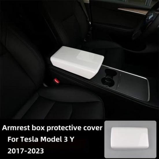 Center Console Armrest Box Protective Cover White For Tesla Model 3 Y 2017-