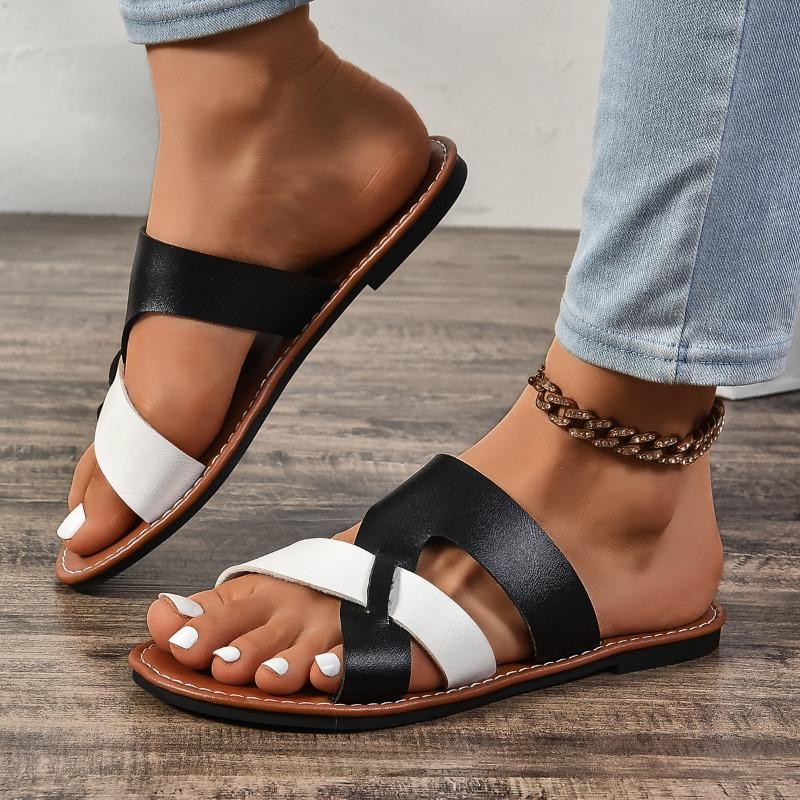 

Fashion Shoes Female 2024 Hot Sale Plus Size Women s Slippers Fashion Color Matching Casual Slippers Women Summer Peep Toe Flat Slippers 36 темно-коричневого кольору