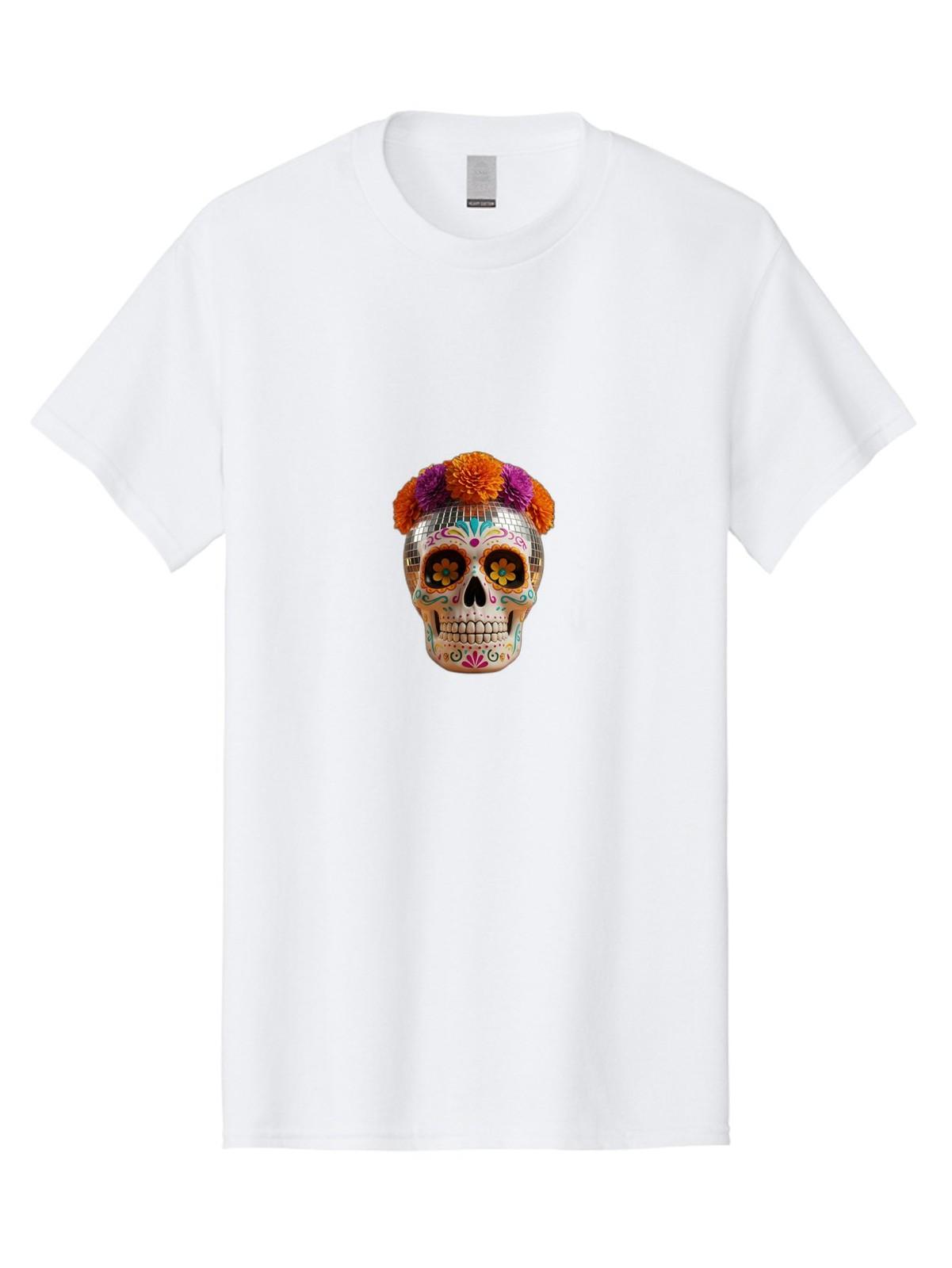 Disco-Sugar-Skull Mens Graphic Tee, 100% Cotton, Casual Summer Wear S разноцветный