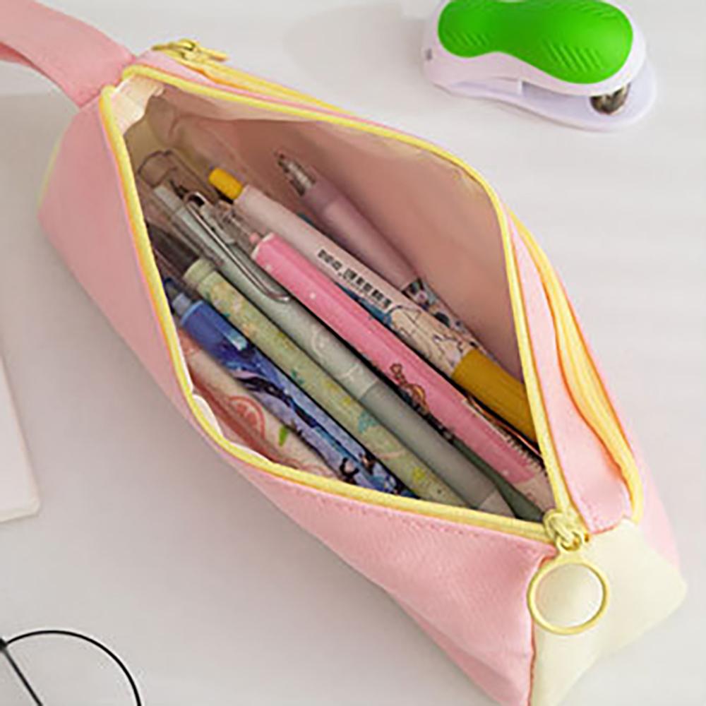 Korean Version Color Blocked Student Pencil Case, Cute Stationery Bag, Large Capacity Stationery Storage, Simple Pencil Case
