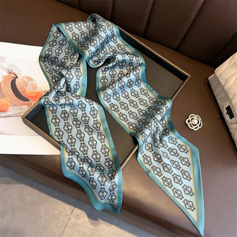 New Long Neckerchief Skinny Hair Bands Women Silk Scarfs Fashion Headbands Bag Scarves Print Hairband Neck Scarf For Ladies