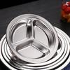 3 Compartment Stainless Steel Round Plate For Food Separation Space Saving Serving Dish Kitchen Dining Accessories