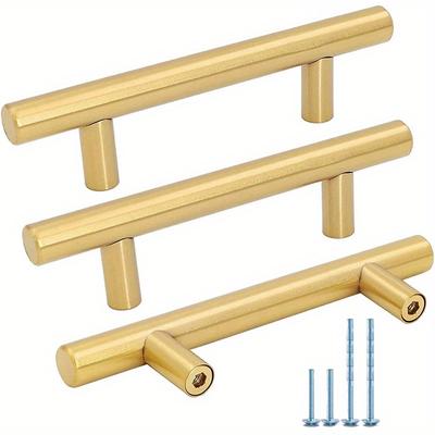 6pcs Gold Cabinet Pulls, Sand Gold Finish Aluminum Drawer Pulls, Total Length 15cm(5.91 Inch), Kitchen Cabinet Door Pulls with Screws