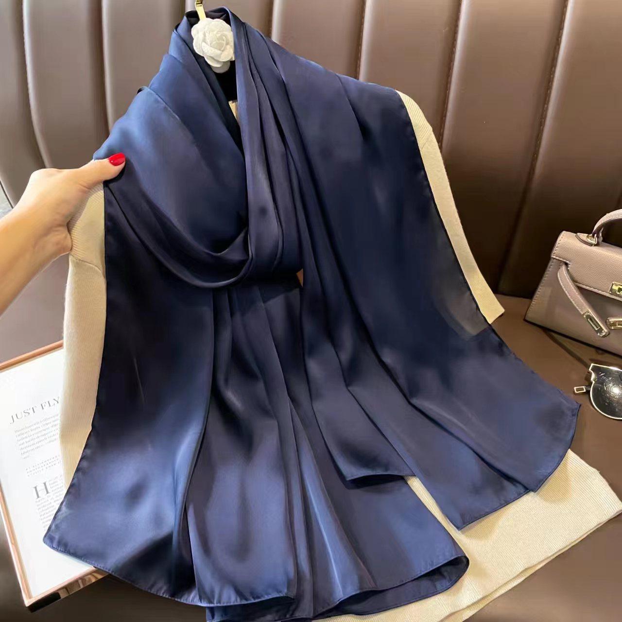 

Новый однотонный антишелковый шарф весна и осень солнцезащитный пляжное полотенце женский шелковый шарф накидка для кондиционированного воздуха 90*180cm