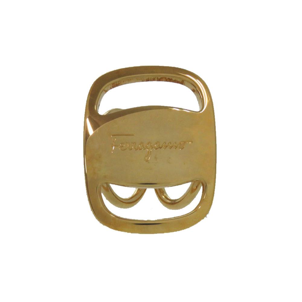 Used AUTHENTIC Salvatore Ferragamo 0089560 Vala Scarf Ring Gold Metal