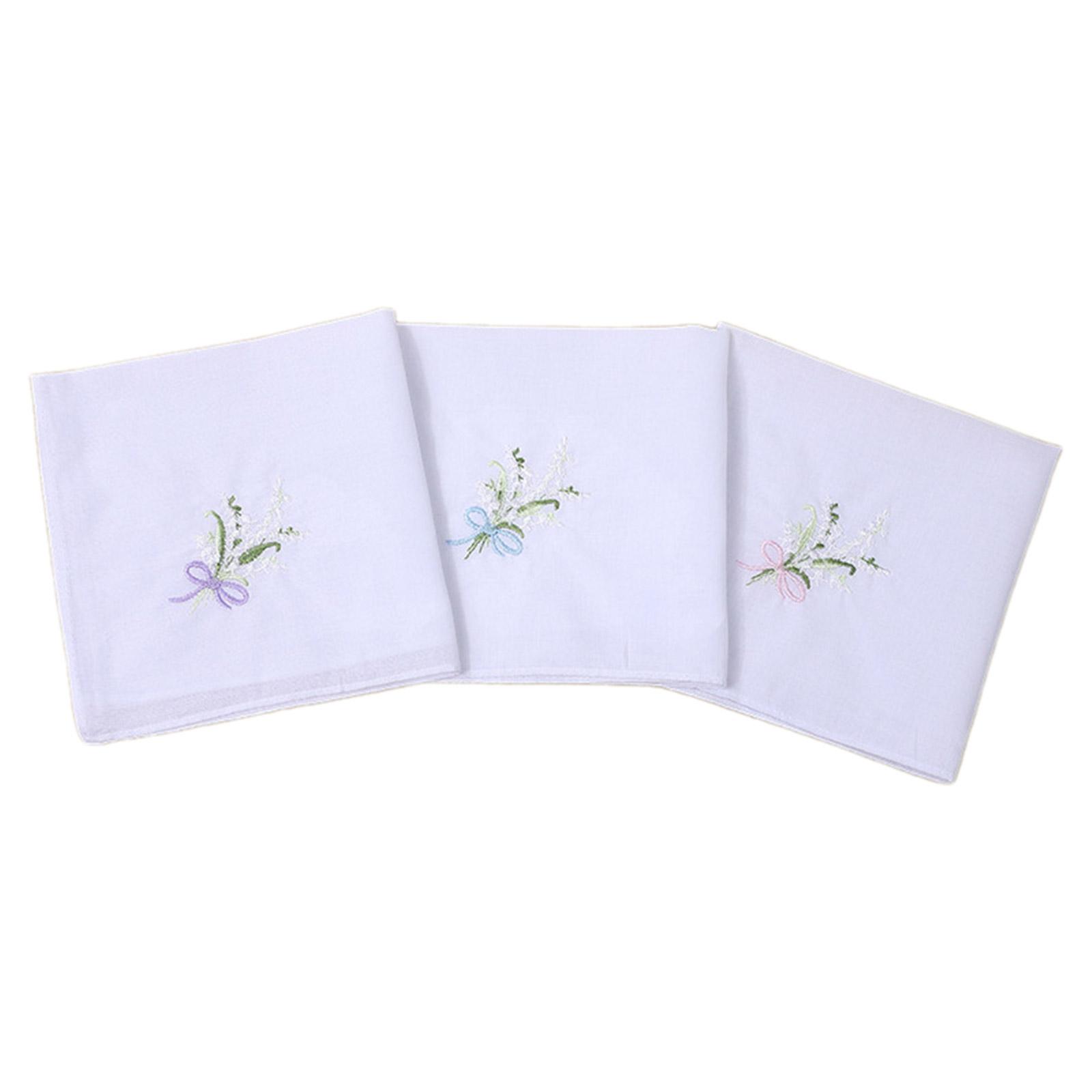 

3 шт./компл. практичные носовые платки женские моющиеся вышитые цветочные носовые платки для взрослых путешествия шоппинг D