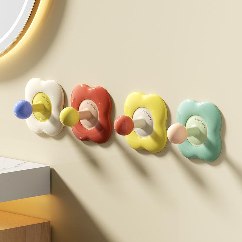 Creative Flower Adhesive Towel Hook - No-Drill, Cute and Colorful Bathroom Hanger