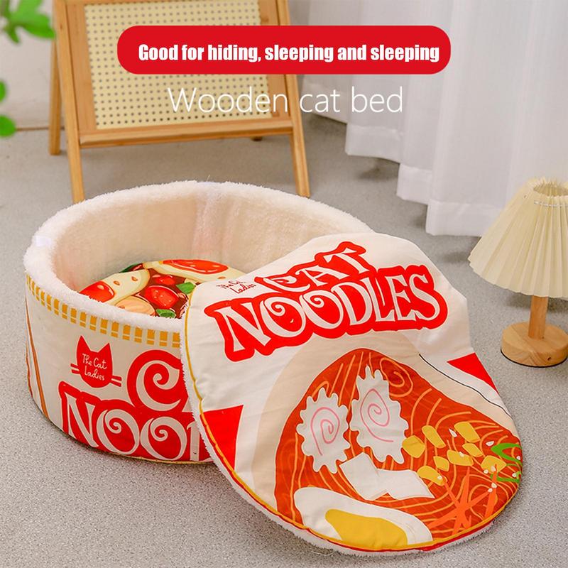 Ramen Noodle Cat Bed Noodle Bowl Soft Pet House All-Season Pet Kennel With Removable Cushion For Small Medium Large Dogs