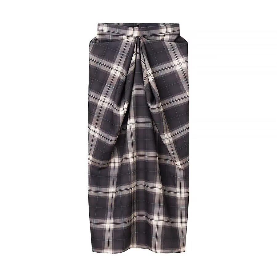 Z Cross-Border European Style Women's Plaid Long Skirt 2025