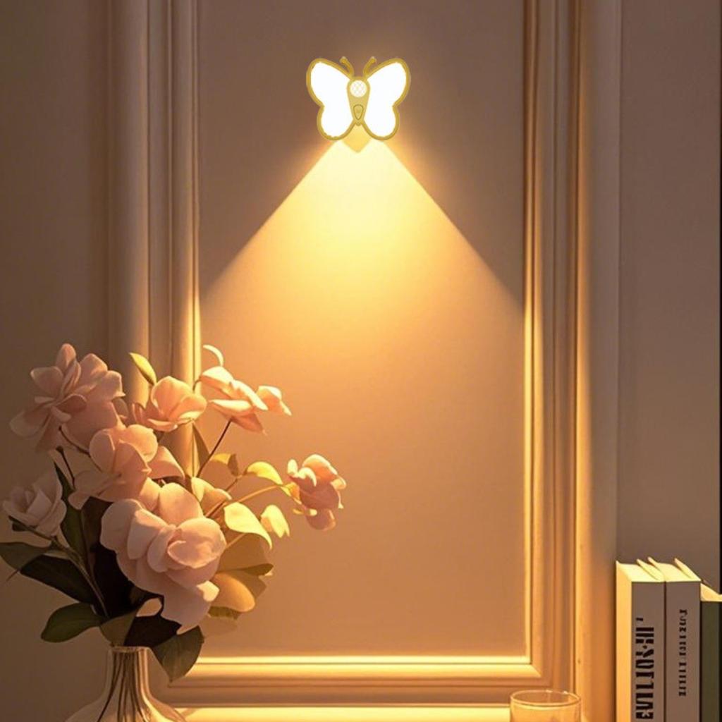 Mini butterfly LED wall light, intelligent motion sensor magnetic wardrobe wardrobe, staircase bedside lamp, decorative light.