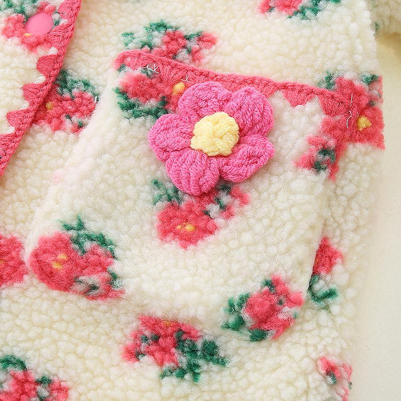 Baby Girl Fleece-Lined Lambswool Onesie: Autumn & Winter Warm Outerwear