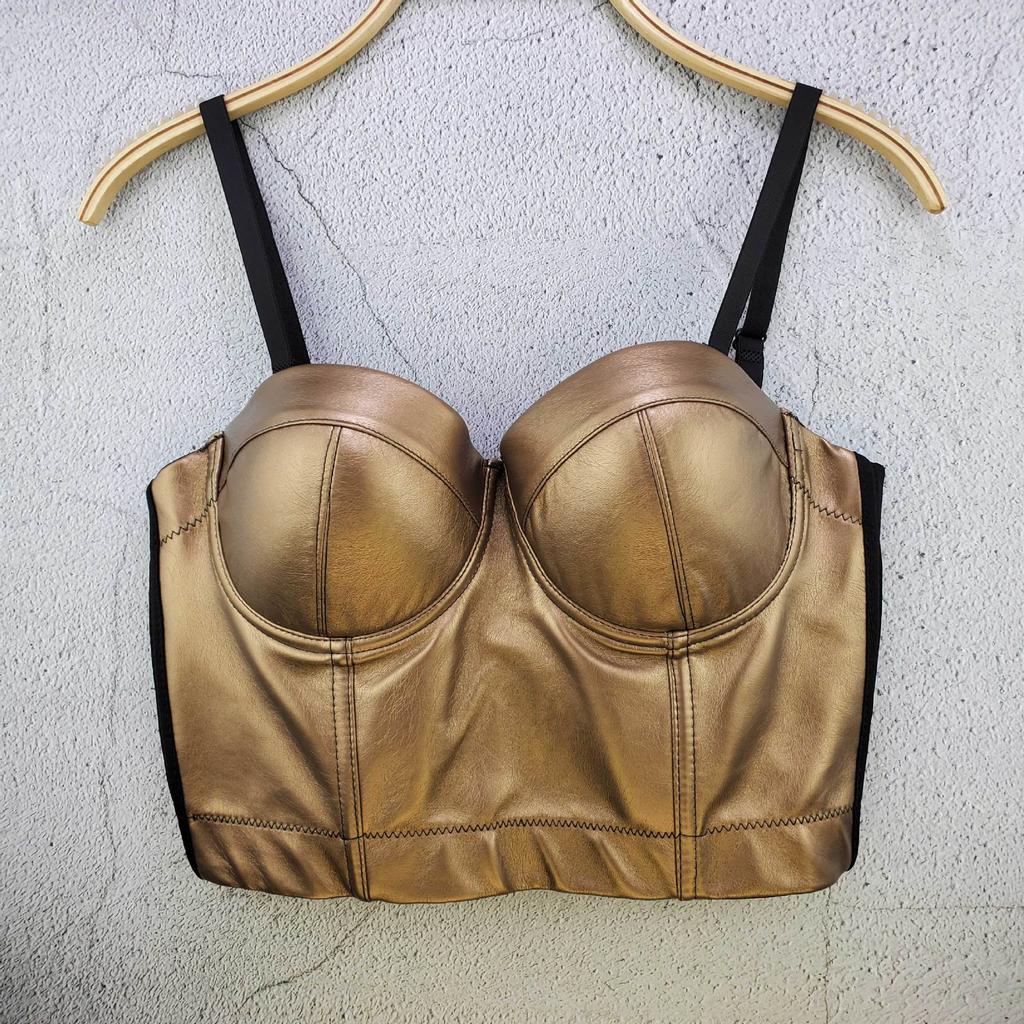 Dámský letní kožený bandeau top bez ramínek jednobarevný pružný univerzální sexy korzet zavinovací tílko