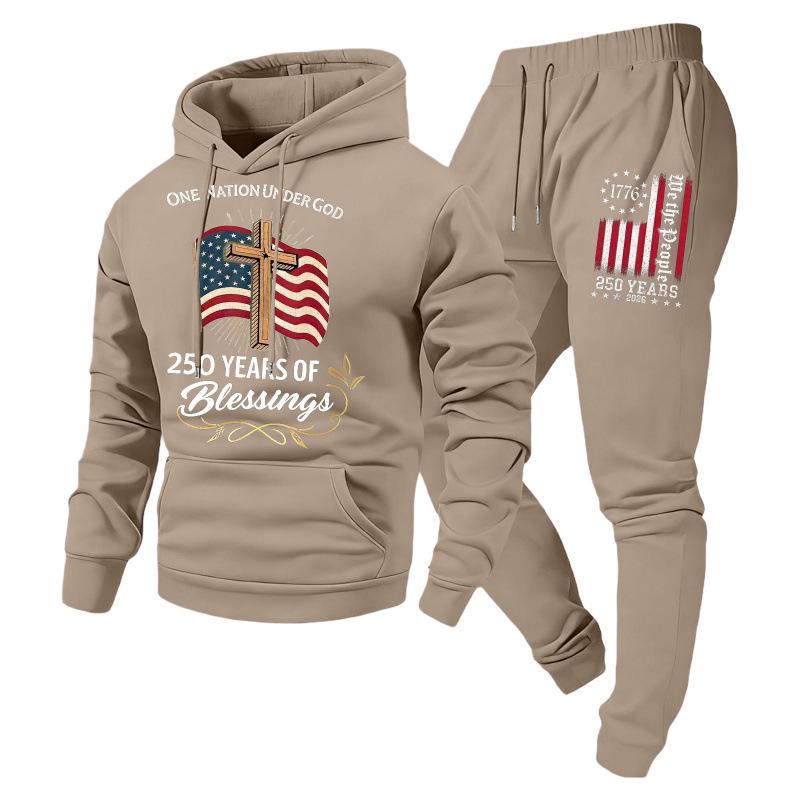 Trendy Fashion Unisex Casual Hooded Plus Velvet Sweatshirt Sportswear Set