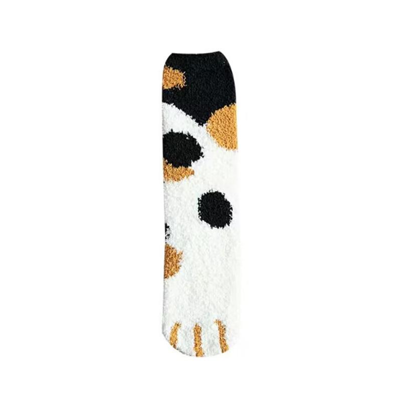 Winter Warm Women Fluffy Socks Cute Animal Claw Cat Paw Footprint Fuzzy Socks Female Thick Coral Fleece Home Floor Sleep Socks