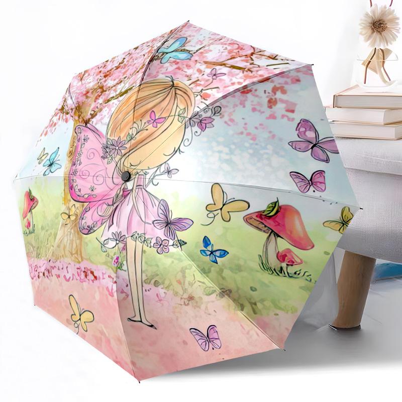 Dance Portable Automatic Umbrella Compact & Durable 8-Rib Design Compact Design Travel Essential Elegant Women's Umbrella