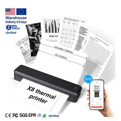 W-AI Portable A4 Thermal Printer Wireless Inkless for Small Business Phone Computer Interface Mobile Hotspot Office Use