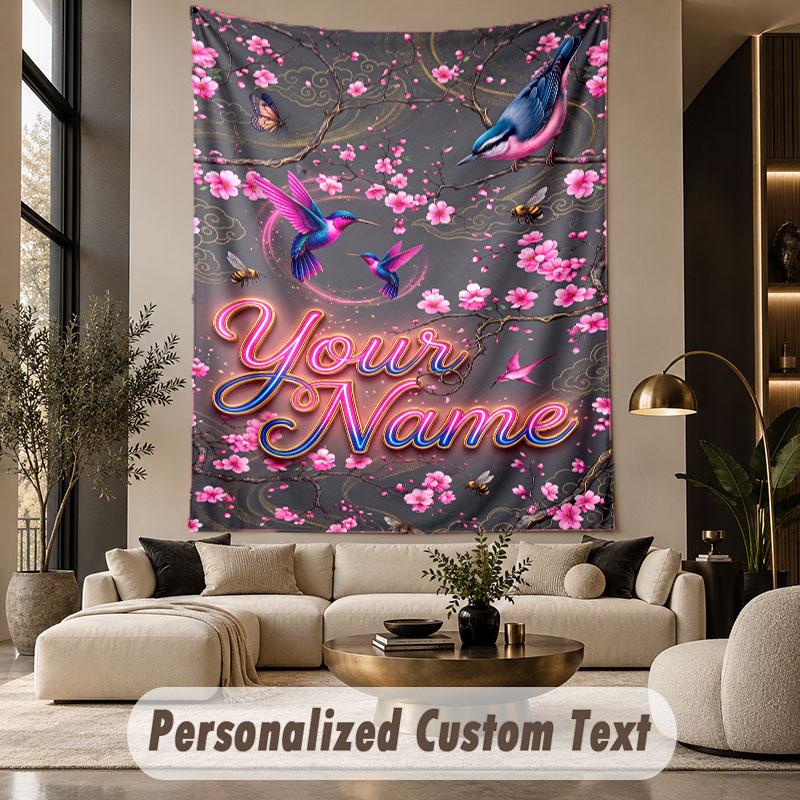 Bird (5) Theme Custom Tapestry Personalized Custom Name Text Wall Hanging Tapestry Home Decor Background Cloth