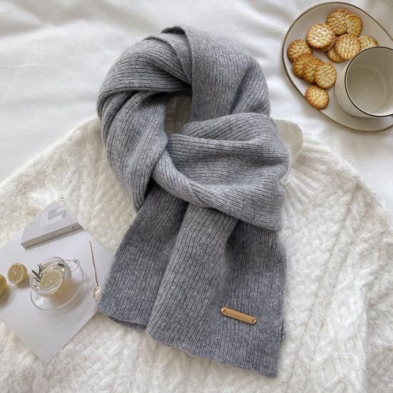 Women Scarf Solid Color Thickened Windproof Warm Versatile Scarf Daily Winter Outdoor Cycling Long Scarf
