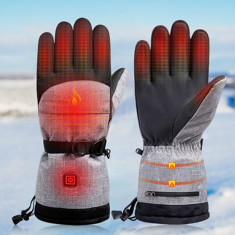 1 Pair Winter Moto Heated Gloves Thermal Electric Cold Weather Heating Gloves 5000mAh Battery Waterproof Anti-Slip for Men Women