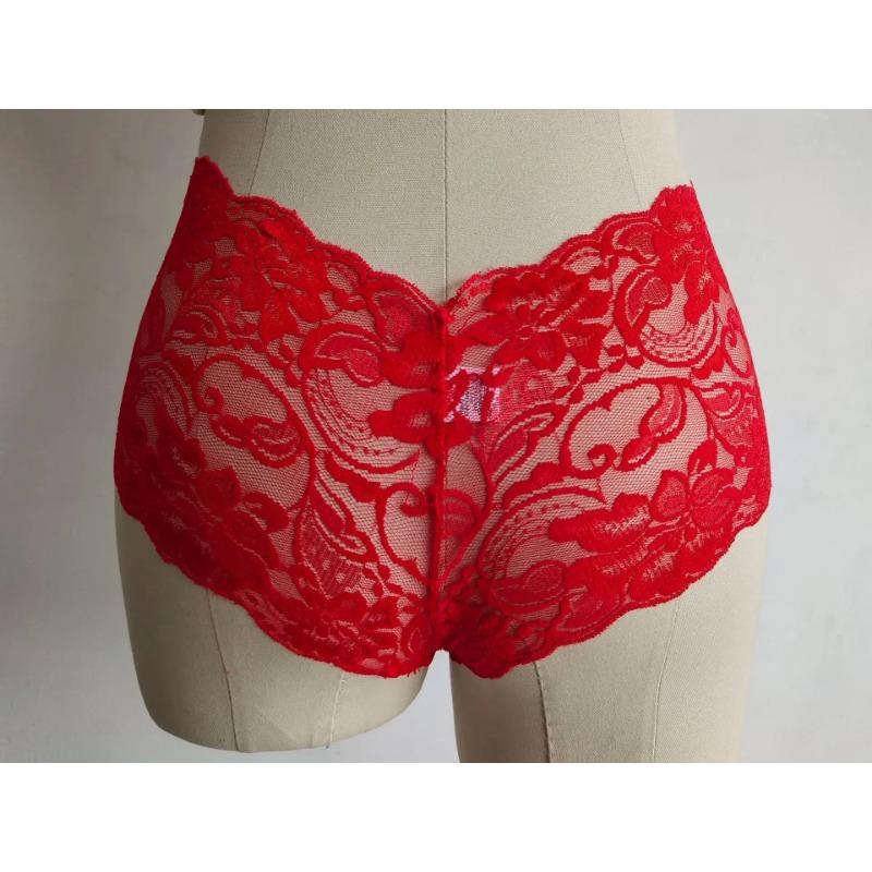 Women Panties Low Waist Hollowed Out Briefs Transparent Lace Sexy Underwear Breathable Lady Lingerie Underpants Plus Size S-5XL