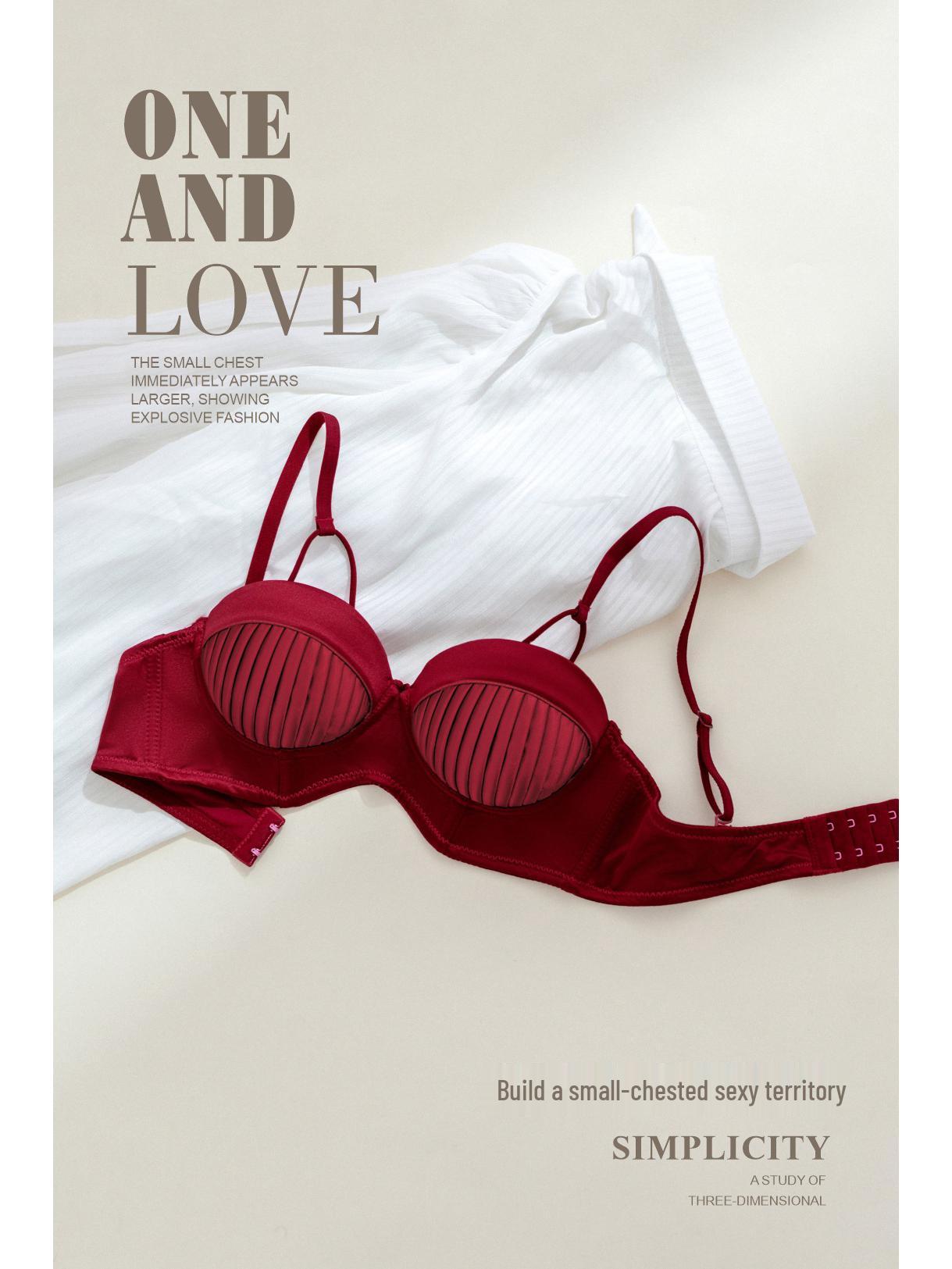 

Красный бесшовный комплект нижнего белья пуш-ап с полуоткрытой чашкой для маленькой груди - Свадебный и против провисания 36/80AB