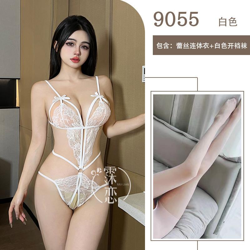 Sexy Lingerie Lace Hot Three-point Sexy One-piece Lingerie Temptation Hollow Open Gear Free Uniform