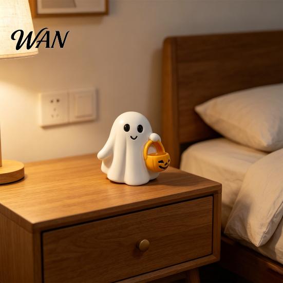 Fine Workmanship Halloween Decor Ghost Ornaments, Resin Desktop Hanging Pumpkin Party Basket Design, for Holiday Cute Ornament