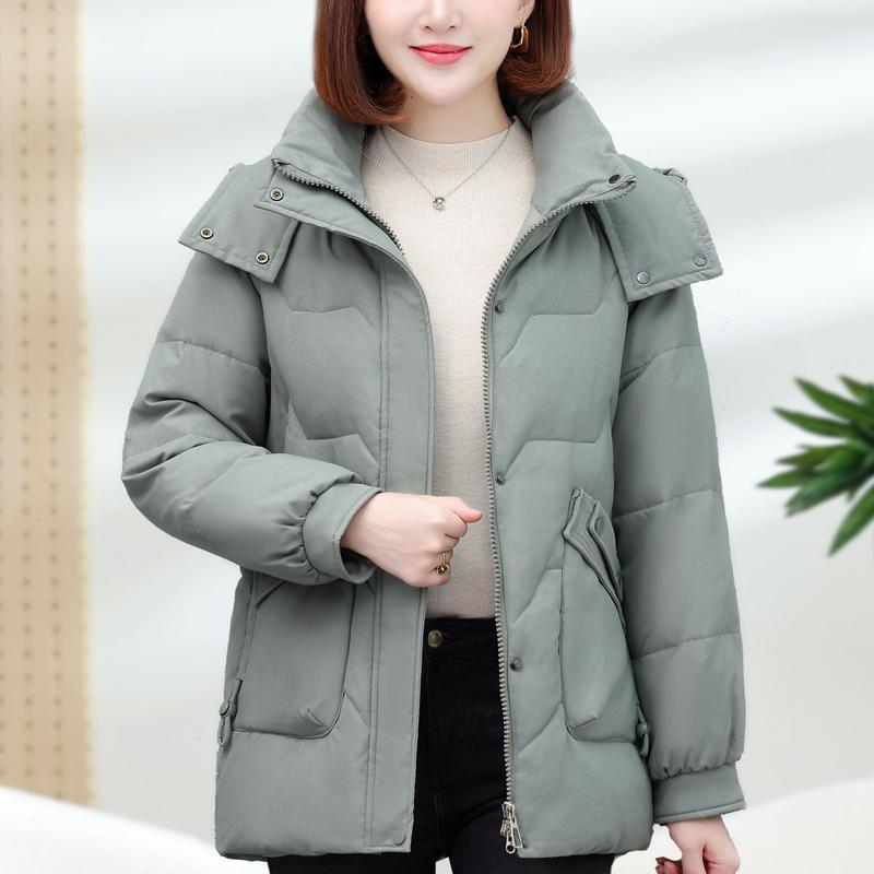 Dampuffjackor Vinter Vintage Korta Parkas Med Huva Plus Size Eleganta Tjocka Varma Dunrockar Kvinna Ytterkläder