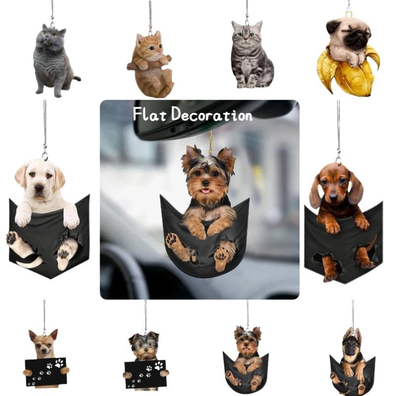Adorable Cat And Dog Shaped Hanging Backpack Ornament For Car Decoration