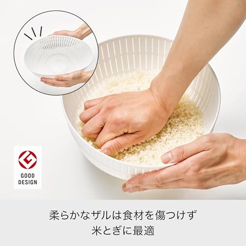 Like-it Zaru Bowl 6-piece set Made Japan Diameter approximately 23.6cm Microwave safe Dishwasher Space-saving Can also be used washing rice Gray