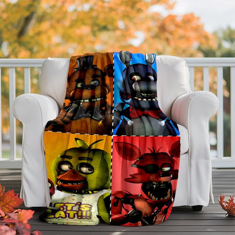 Freddy Bear Flannel Blanket Soft Warm All-Season Throw, Design for Camping, Car Travel, Hiking Sofa, Bed, Office Perfect Gift for Parties